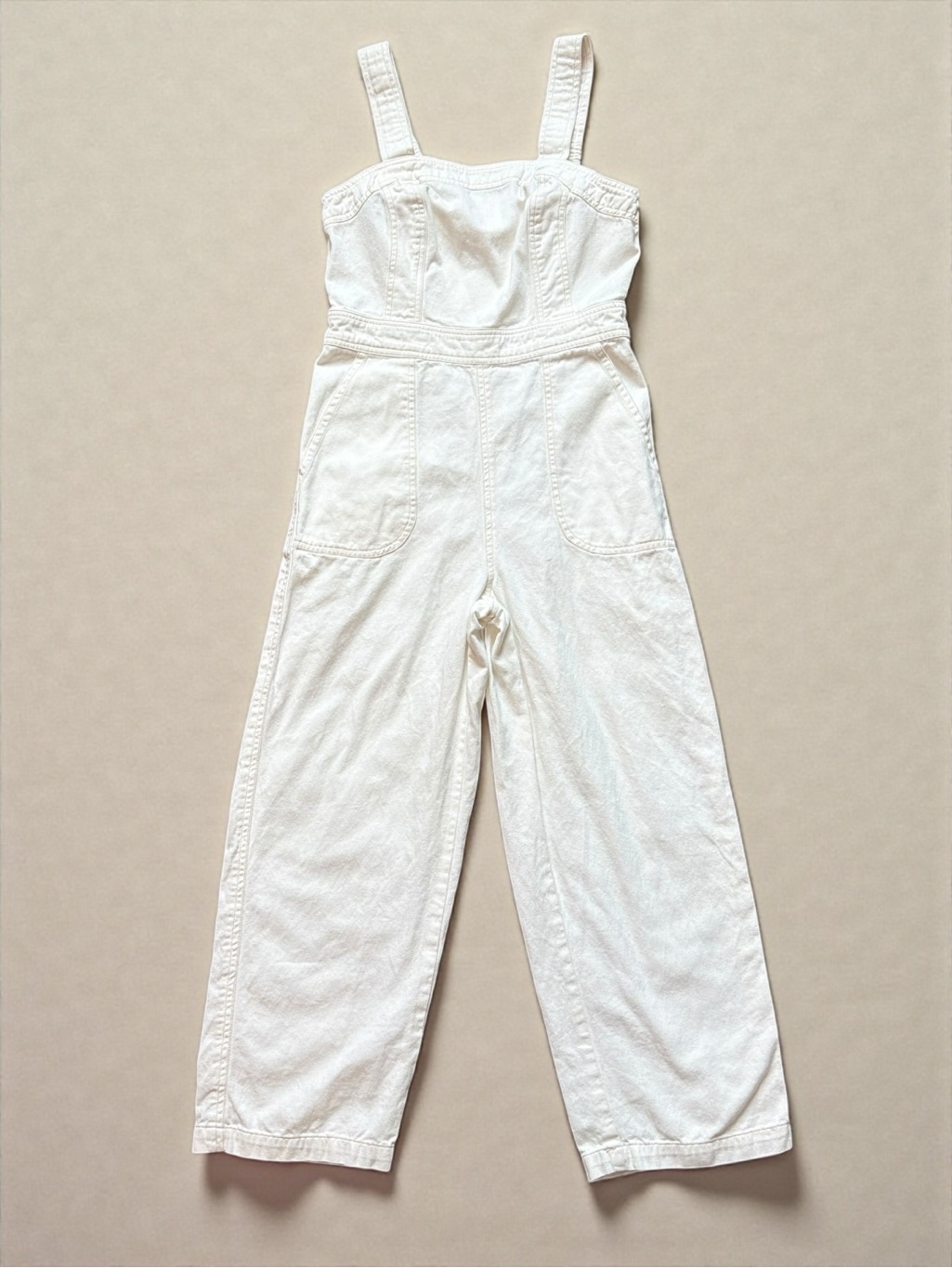 Jopna Cream Cotton Wide-Leg Utility Jumpsuit Women’s Small
